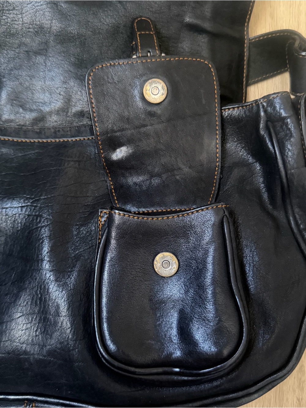 Vintage Christian Dior Black Gaucho Double Saddle Bag wi/ Silver Buckles + Coin - Picture 14 of 16
